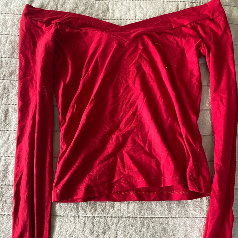 Off the shoulder red top